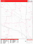 Des Plaines  Wall Map Red Line Style